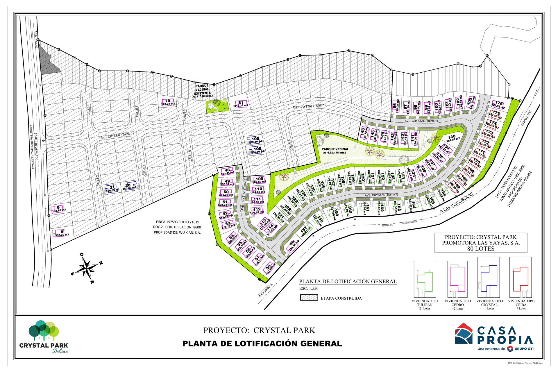 Mapa de lotes de Crystal Park